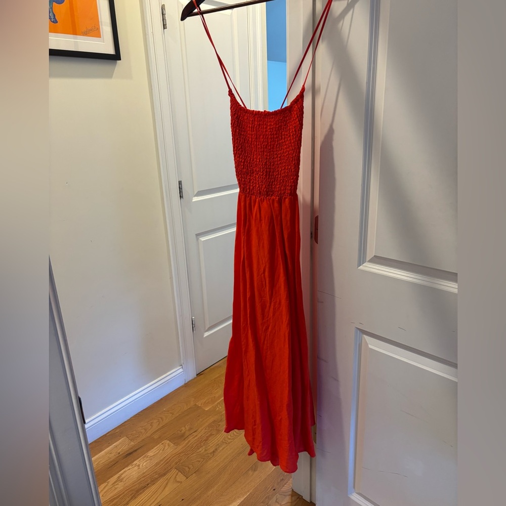 Aritzia Wilfred Smocked Maxi Dress